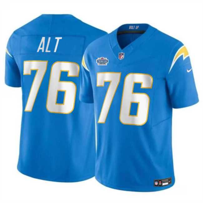Men & Women & Youth Los Angeles Chargers #76 Joe Alt Light Blue 2024 With Dradt Patch Vapor Limited Stitched Jersey->los angeles chargers->NFL Jersey